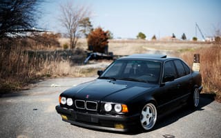 Картинка BMW, tuning, 525, черная, black, E34