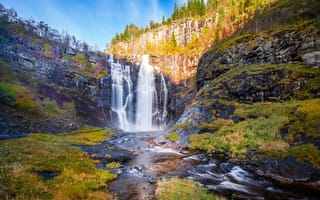 Картинка водопад, октябрь, Норвегия, осень, Norway