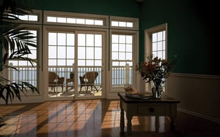 Картинка комната, интерьер, interior, dark green wall, dazzling home, балкон