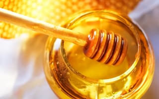 Обои мёд, банка, ложка, баночка, соты, мед