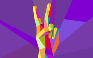 Картинка победа, вектор, low poly, пальцы, жест