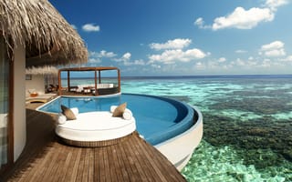 Картинка Maldives, island, pool, мальдивы, coral, кораллы, fesdu, ocean, бассейн, остров, океан