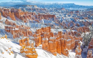 Обои Bryce Canyon National Park, худу, Utah, зима, снег, Национальный парк Брайс-Каньон, каньон, Юта