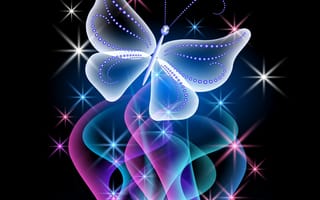 Картинка neon, бабочка, sparkle, abstract, неоновая, butterfly, blue, pink, glow, design