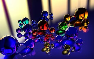 Картинка абстракция, молекула, отражение, шар, цвет, массажер, стекло