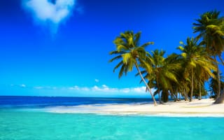 Картинка tropical, sea, summer, paradise, cloud, пляж, palm, coast, океан, песок, ocean, emerald, vacation, sand, остров, берег, солнце, море, тропики, beach, blue