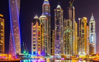 Картинка lights, skyscrapers, splendor, city, Dubai, building, colorful, night, arab emirates