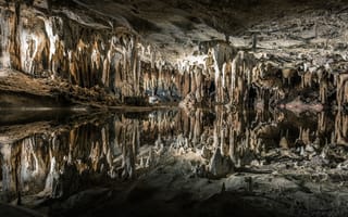 Картинка Вирджиния, сталагмиты, карстовая пещерная система, Лурейские пещеры, сталактиты