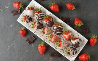 Картинка ягоды, dessert, клубника в шоколаде, десерт, chocolate