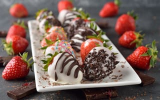 Картинка клубника в шоколаде, ягоды, dessert, chocolate, strawberry, sweet, десерт