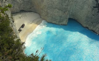 Картинка Греция, вид, пляж, высота, обрыв, море, песок