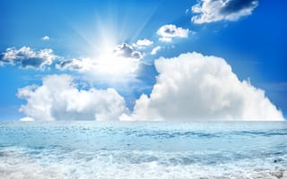 Картинка море, волны, пляж, sea, seascape, sky, beach, берег, blue, небо