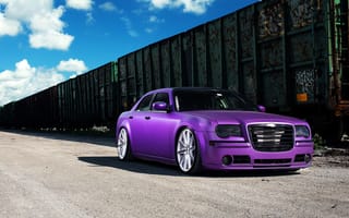Картинка Chrysler, 300, frontside, wheels, purple, vossen