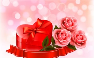 Обои цветы, день святого Валентина, розы, праздник, сердечки