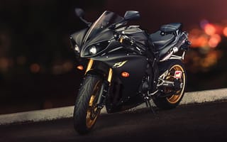 Обои Yamaha, ямаха, спортивный мотоцикл, front, black, YZF-R1