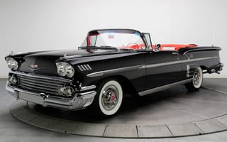 Картинка Chevrolet, ретро, 1958г, Impala, кабриолет, чёрный