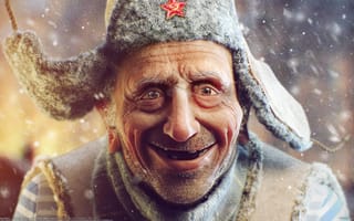 Картинка Sergii Andreichenko, звезда, Сергей Андрейченко, мужик, дед, ушанка, снег, старик