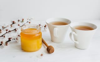 Картинка цветы, мед, чай