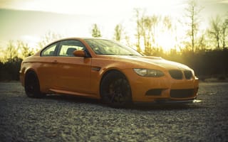 Картинка BMW, БМВ, закат, вид сбоку, orange, m3, e92, оранжевый