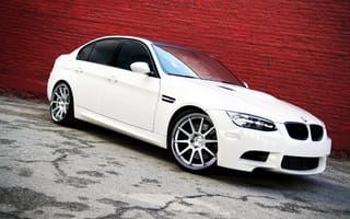 Картинка BMW, Фары, БМВ, white, sedan, tuning, Белая, M3, E90