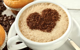 Картинка coffee, кофе, шоколад, любовь, сердце, heart, cup, beans, love