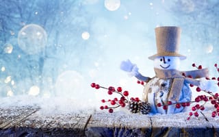 Картинка снег, Christmas decorative, New Year, Новый год, snow, доски, праздник, Снеговик
