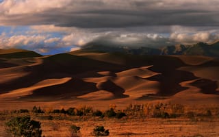 Картинка colorado, небо, бархан, песок, сша, тучи, пустыня