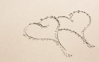 Картинка песок, праздник, пляж, сердечки, день влюбленных