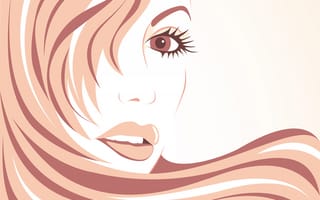 Картинка девушка, вектор, взгляд, волосы, ресницы, лицо
