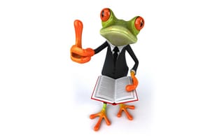 Картинка frog, book, лягушка, 3d, suit, funny