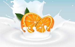 Картинка апельсин, цитрус, молоко