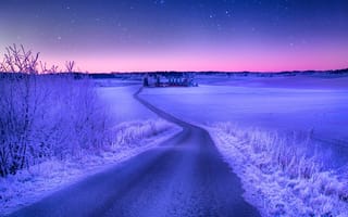 Картинка дорога, зима, небо, Норвегия