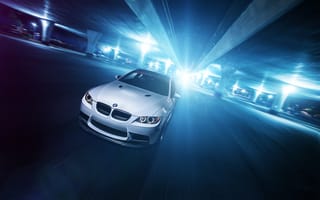 Картинка BMW, M3, бмв, перед, front, блики, E92, белый, white