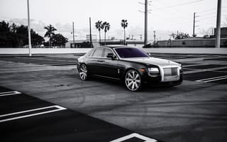 Картинка Rolls Royce, чёрный, диски, фары, ролс ройс, black, Ghost