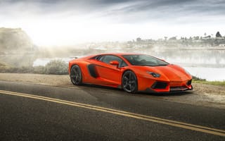 Обои Lamborghini Aventador, orange, supercar