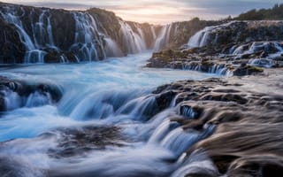 Картинка Исландия, водопад, скалы