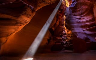 Картинка лучи, свет, каньон антилопы, Аризона, США, ущелье, краски