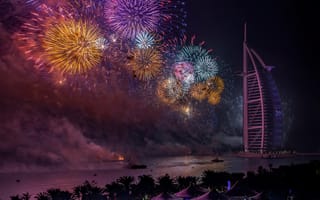 Картинка night, Dubai, UAE, New Year, fireworks