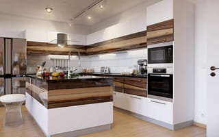Обои desigen, interior, дизайн, kitchen, мебель, кухни, техника, кухня