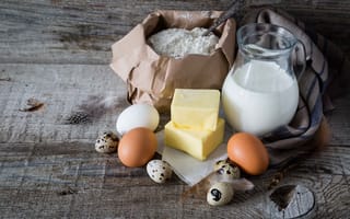 Картинка стол, масло, выпечка, мука, молоко, яйца, baking