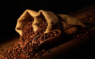 Картинка мешок, coffee beans, зерна, grain, shoulder, bag, кофейные зерна, лопатка