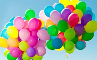 Картинка happy, sky, воздушные шары, balloons, colorful, шарики