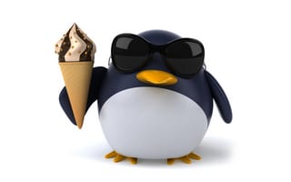 Картинка 3d, character, pinguin, funny, ice cream, пингвин