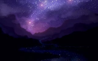 Картинка арт, звездное небо, ночь