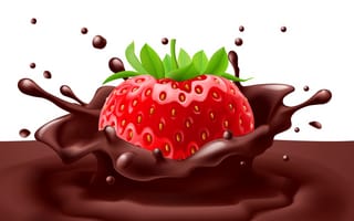 Картинка шоколад, всплеск, клубника, Berries, ягода, chocolate