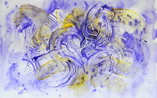 Картинка жёлтый, Рисунок, Лена Роговая, фиолетово-синий