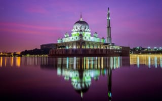Картинка landscape, Куала-Лумпур, мечеть, Kuala Lumpur, city, город, mosque, пейзаж