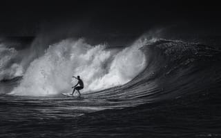 Картинка surfing, серфинг, черно-белое, спорт