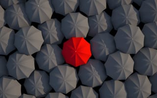 Картинка 3d, black, зонтики, red, umbrella