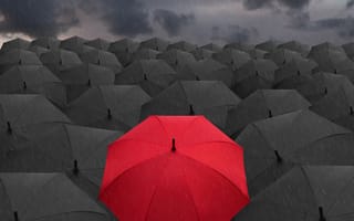 Картинка 3d, зонтики, black, red, umbrella